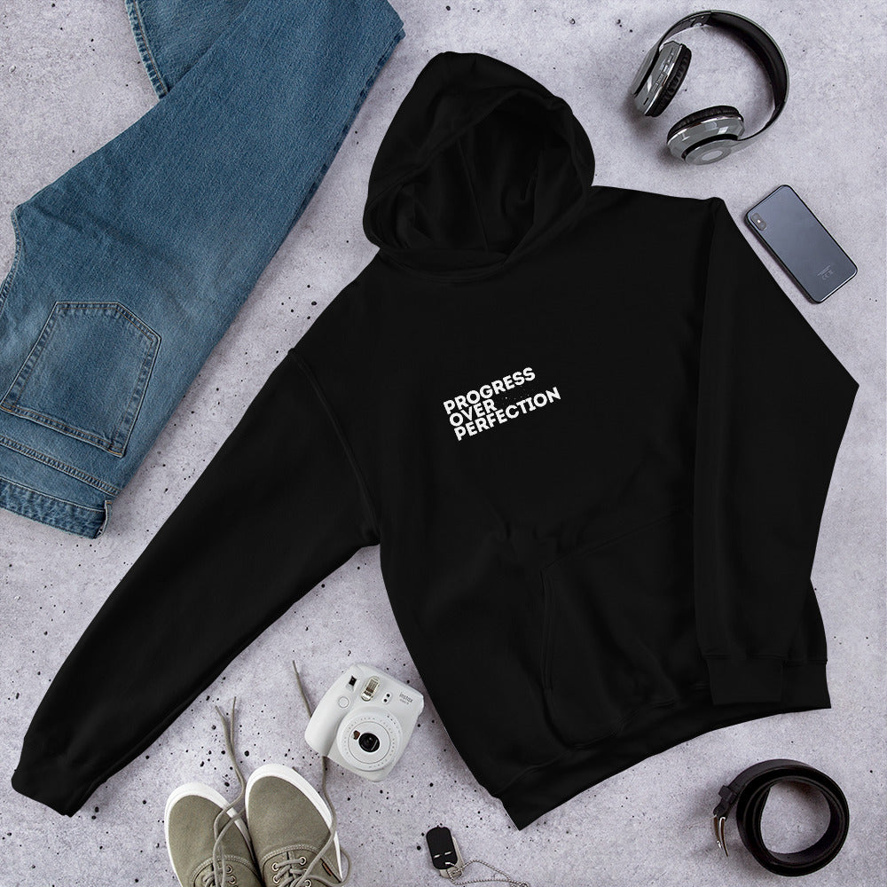 Progress Over Perfection Black Hoodie