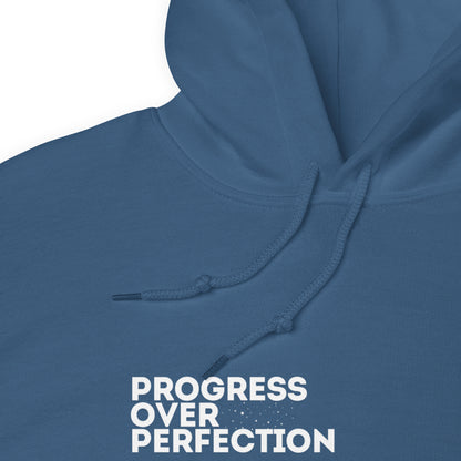 Progress Over Perfection Indigo Blue Hoodie