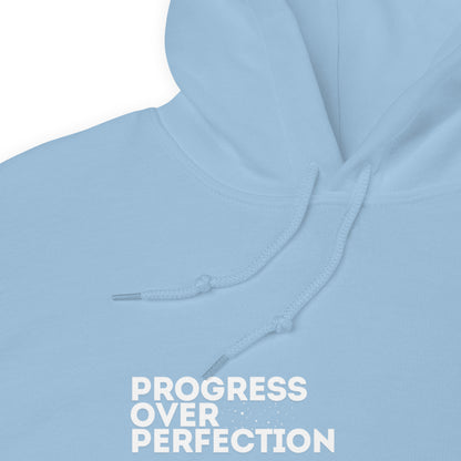 Progress Over Perfection Light Blue Hoodie