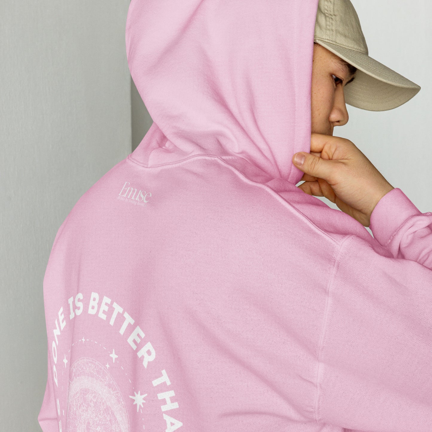 Progress Over Perfection Light Pink Hoodie