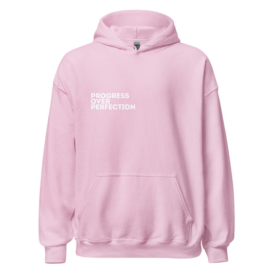 Progress Over Perfection Light Pink Hoodie