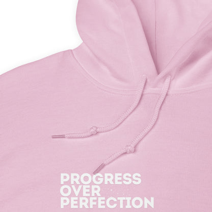 Progress Over Perfection Light Pink Hoodie