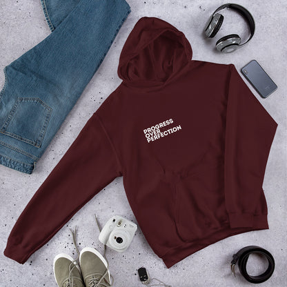 Progress Over Perfection Maroon Hoodie