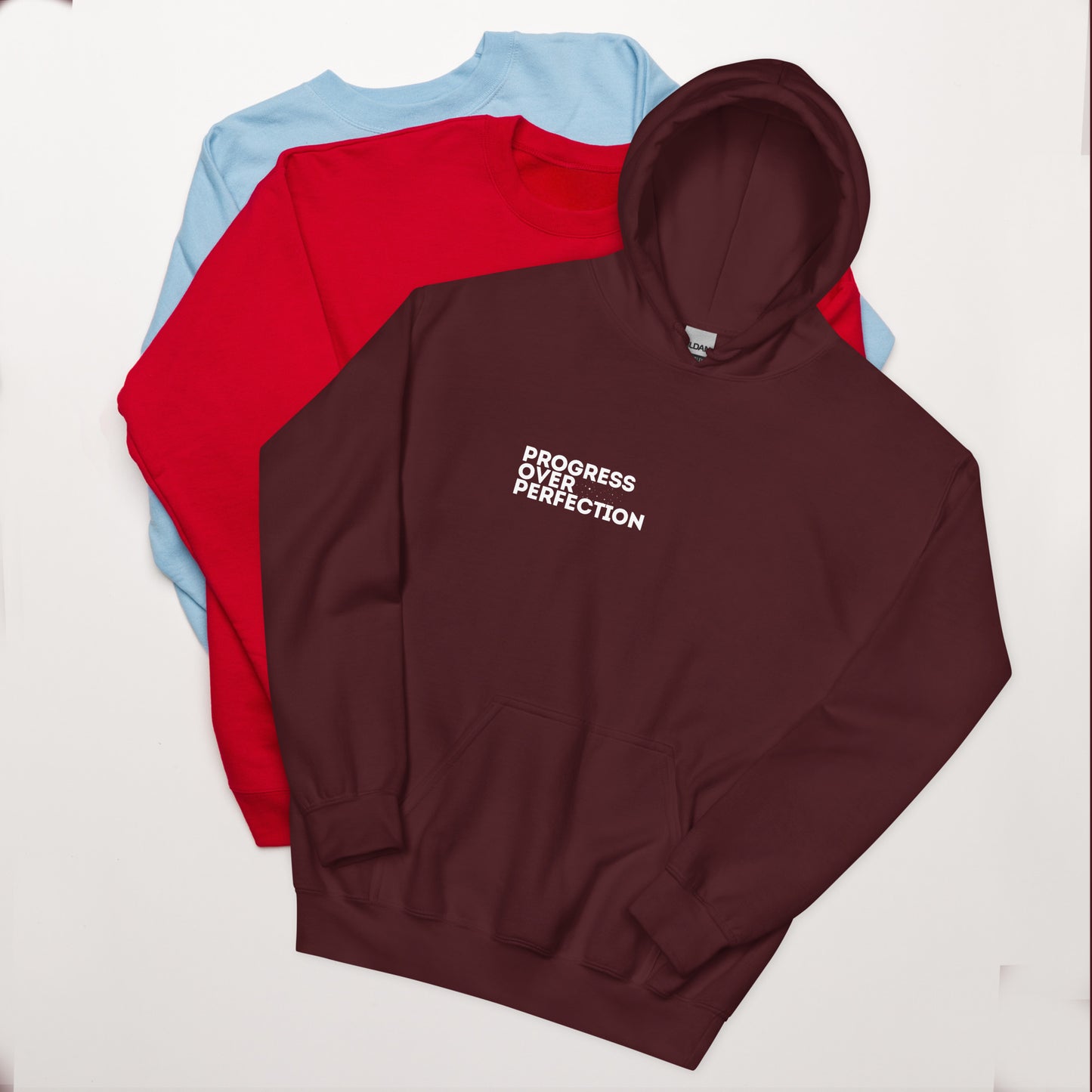 Progress Over Perfection Maroon Hoodie