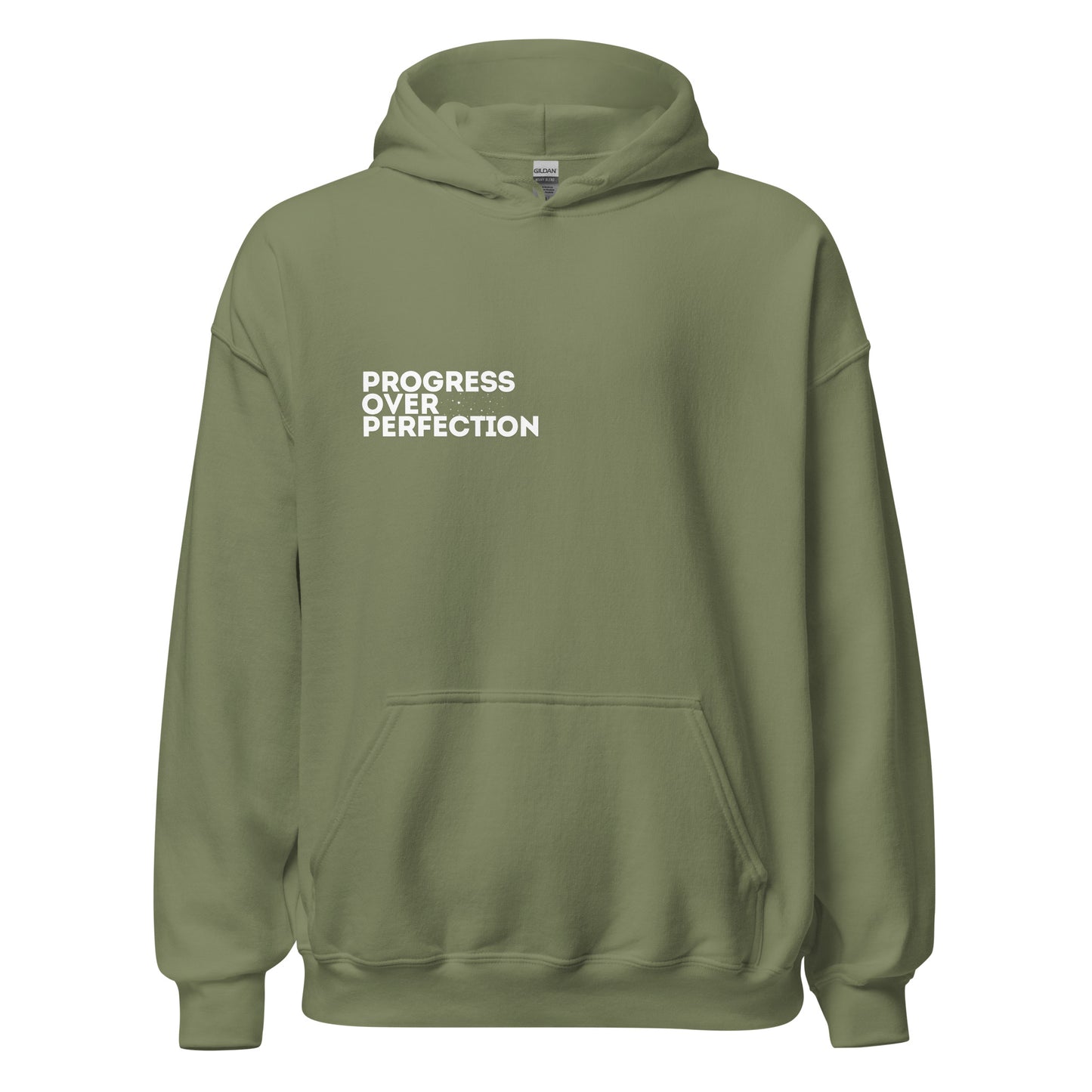 Progress Over Perfection Military Green Hoodie