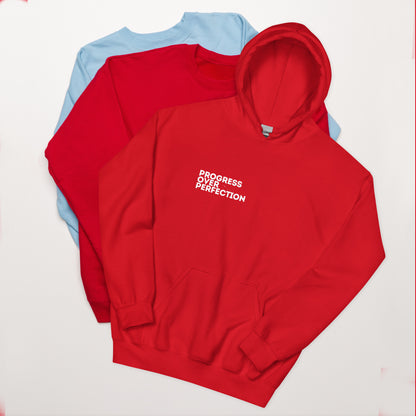 Progress Over Perfection Red Hoodie