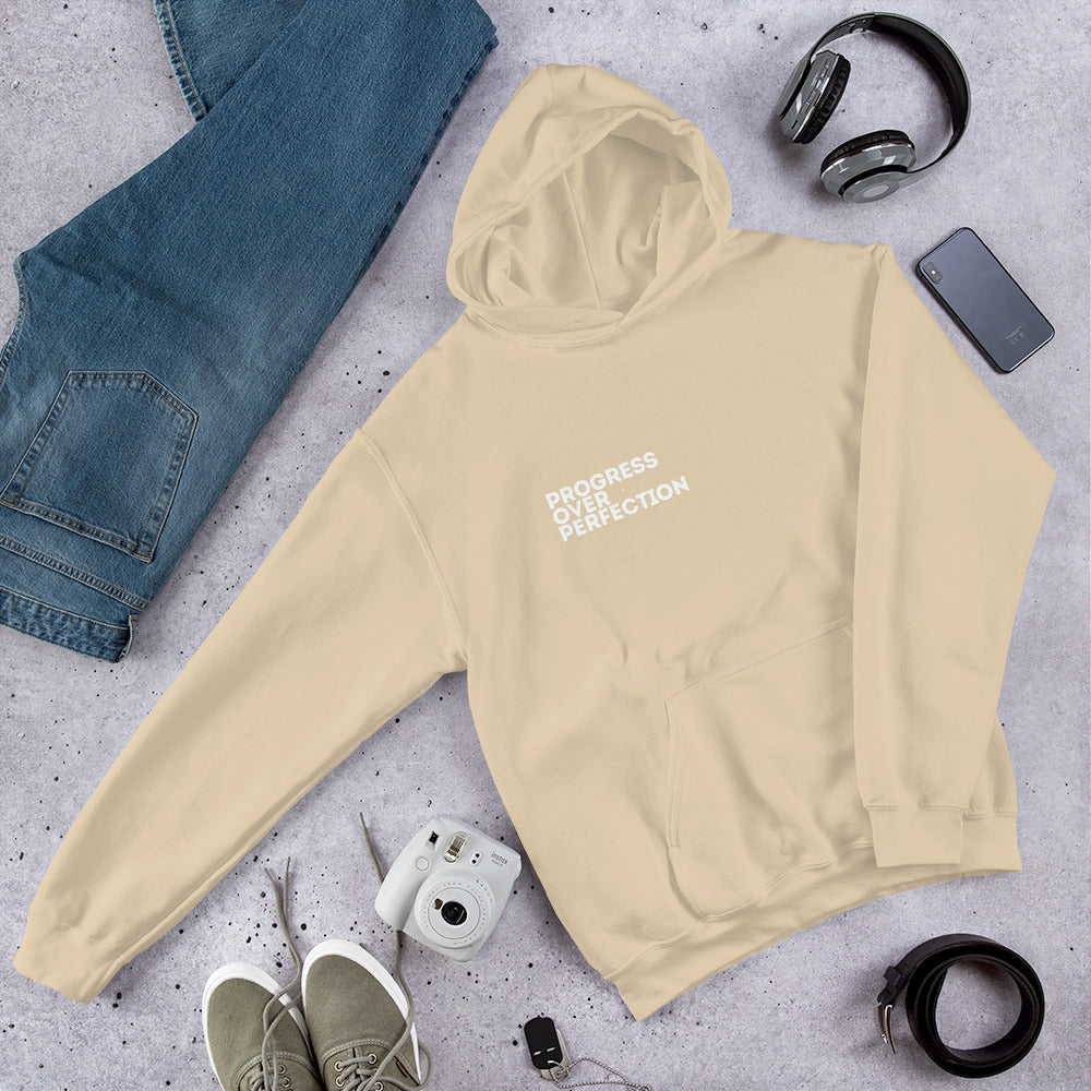 Progress Over Perfection Sand Hoodie